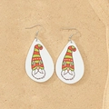 Christmas gnome water drop wooden earrings with red and green striped hats for festive wear - Gnome with Antler Hat Style (5)