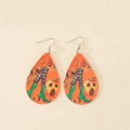 Acrylic teardrop earrings with orange pumpkin and striped witch legs Halloween print - Pumpkin Witch Legs Style