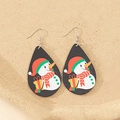 Orecchini a goccia in legno con stampa a pupazzo di neve e decorazioni natalizie eleganti - Stile Pupazzo di Neve Scatola Gialla Nero (ER-08-006)