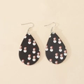 Christmas teardrop earrings with cute snowman pattern on black lightweight wood material - Red Scarf Snowman Style (8)