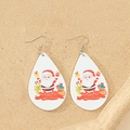 Waterdrop wooden earrings featuring Santa Claus and Merry Christmas festive patterns - Santa with Gift Box Red Ribbon Style (7)