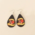 Waterdrop wood earrings with Merry Christmas gingerbread man design on black background - Candy Cane Gingerbread Man Flower (10)