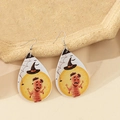 Waterdrop faux leather earrings featuring a Halloween mummy and yellow moon design - Style-J