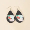 Teardrop Christmas stockings earrings with HoHoHo text on black wooden base - Christmas Stocking Blessings Style (10)