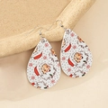 Waterdrop wooden Christmas earrings featuring Santa Claus and snowflake prints - Santa Portrait with Red Snowflake Style (10)