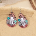 Halloween ghost cowboy teardrop earrings with leopard print and Howdy text design - Cowboy Ghost HOWDY (6)