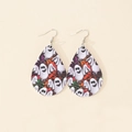 Halloween drop earrings featuring white ghost patterns on acrylic with colorful textures - Painted Leopard Spirits (7)