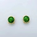 Golden turtle jewelry beads with vibrant green enamel shell for DIY necklace bracelets - Green Turtle Design (00017)