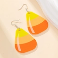 Orecchini pendenti di Halloween in acrilico con design sfumato giallo e arancione - Stile Mais Caramellato