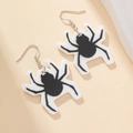Orecchini a ragno in acrilico bianco per Halloween con ganci argentati e motivi neri - Ragno