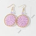 Handgefertigte Boho-Ohrringe mit Golddraht und lila facettierten Perlenkristallen - Groß / Graublau Großer Kreis