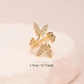 Gouden vlinder open ring met micro-pave kristallen en een diameter van 1,8 cm - Goud