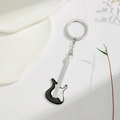Creative black and white electric guitar keychain made of high quality polished metal - Black