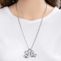 Silberne Figaro-Halskette mit kristallbesetzten Anhängern Nummer 94 für Damen - Vollzirkonia-Stil / Silber
