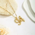 Golden number 94 pendant necklace with lava texture on a stylish Figaro chain - Lava Texture Style / Gold