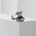 Silberner Panda-Herz-Ring mit Always Love Gravur auf der Innenseite der Ringschiene - Panda Silber