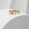 Minimalistischer goldener Katzen- und Herz-Ring mit I LOVE YOU Gravur auf der Innenseite - Katze Gold