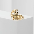 Gold plated open ring featuring a cute black bat design with tree branch style band - Bat Shaped Gold