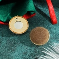 Macro view of round plush leopard earrings with textured gold metallic back - Brown Round Plush (Style 5)