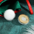 Detailed macro view of plush white pom pom earrings with gold metal backing and texture - White Round Plush (Style 6)