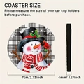 Detailed size chart showing 7cm diameter and 4mm thickness of snowman car coaster - Christmas Snowman (Style 16)