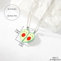 Detail of magnetic heart avocado necklace with green enamel and silver chain - Style 7 (Avocado Heart)