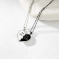 Two-piece heart-shaped Best Friend magnetic pendant necklaces in black and white enamel - Style 3 (Best Friend Letter Heart)