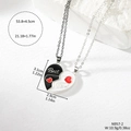 Magnetic heart pendant necklaces in black and white with Best Friend lettering for couples - Style 6 (Black White Red Heart Lettering)
