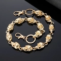 Gold skull head wallet chain with punk alloy links and lobster clasps for jeans - Gold Skull