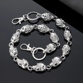 Silver skull metal waist chain with lobster clasps for punk hip hop streetwear style - Silver Belt Skull Buckle