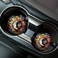 Universal car cup holders featuring celestial sun and moon floral printed coasters - Sunflower Sun and Moon (Style 8)