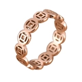 Elegant rose gold titanium steel ring featuring hollow ancient coin patterns on white background - US 5 / Rose Gold