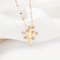 Elegant 14k gold-plated tree pendant necklace with sparkling zircons and a flat link chain - Money Tree Shape / Gold