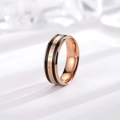 Polished rose gold and black stainless steel ring engraved with BE THE CHANGE text - US 4 / Rose Gold & Black
