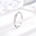 Minimalist titanium steel ring with silver geometric triangles and sparkling zircon stones - US 6 / Silver