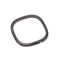 Detail of square gunmetal ring with a small cubic zirconia stone on a white background - 15mm / Gun Black