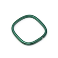 Top view of square copper ring with green finish and small cubic zirconia stone - 19mm / Green