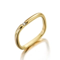 Polished gold square copper ring with a single clear zircon stone on a white background - 15mm / Gold