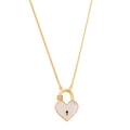 Gold heart lock necklace with white mother of pearl and cubic zirconia detailing - White Shell Heart Style(NCN01652)
