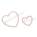 Elegantes Set aus zwei roségoldenen Herz-Haarspangen mit rosa Kristallperlen - Rosa Perlen Stil (NXF00050)