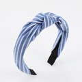 Elegant blue and white striped knotted headband for women with premium fabric texture - Blue Striped Style (NQF00271)