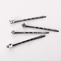 Lot de 4 barrettes à cheveux noires en métal avec strass en forme de feuilles et cristaux - Style Géométrique Strass Noir (NXF00035)