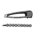 Haarspangen-Set mit glitzernden Strasssteinen und Perlen auf schwarzem Metallsockel - Tropfenform Schwarzer Strass-Stil (NXF00032)