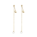 Boucle d'oreille pompon étoile et lune dorée avec anneau blanc et zircons cubiques - Style Étoile Lune (NCE02399)