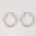 Boucles d'oreilles créoles épaisses argentées au fini brossé mat et fermoir charnière - Style Mat Brossé (NTE03438-1) / Argent