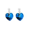 Elegant heart-shaped deep blue crystal earrings with silver-toned metal studs - Starry Sky Blue Heart Style (NSE00126) / 925 Silver