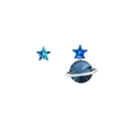 Asymmetric sterling silver earrings with blue star and Saturn shaped Austrian crystals - Asymmetric Starry Sky Style (NSE00132) / 925 Silver