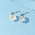 Elegant silver heart-shaped earrings with clear blue Austrian crystal studs - Aurora Crystal Heart Style (NSE00134) / 925 Silver