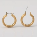 Boucles d'oreilles créoles dorées en métal brossé avec fermoir à charnière sûr - Style Mat Brossé (NTE03438) / Or