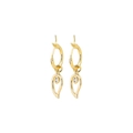 Elegant gold hoop earrings with teardrop pendants and sparkling crystal accents - Heart Earrings (NCE03233)